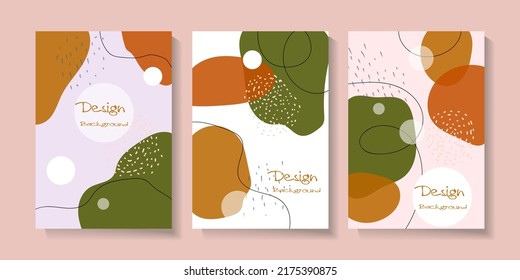 Set of abstract art nature background vector illustration.Modern shape line art wallpaper. Botanical tropical design for home decoration, wall art, social media post.