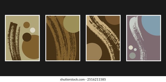 Um conjunto de ilustrações de arte abstrata Neutrals. Mão minimalista criativa desenhado Neutrais ilustração, Design neutro para decoração de parede, papel de parede, cartaz, cartão, mural, tapete, suspensão, imprimir