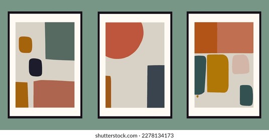 Conjunto de afiches de arte abstracto, ilustración vectorial en estilo de diseño plano. cartel de impresión de arte mural