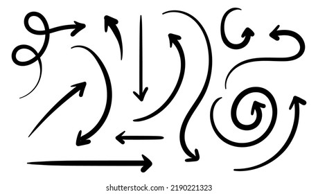 Set of abstract art sketch hand drawn arrow vector icons collection design vector illustration