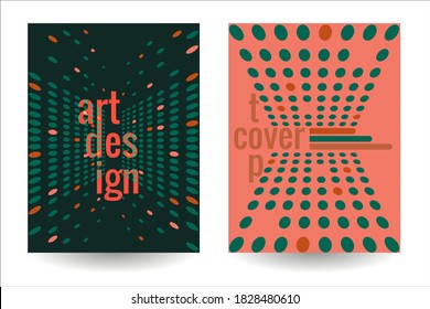 Satz abstrakter Kunstvorlagen mit geometrischen Formen und Perspektiven. Vektorgrafik, trendiges, universelles Design und Farben für Poster, Banner, Flyer, Titelblatt, Notizblock.