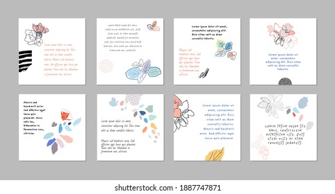 Set of abstract art templates. Suitable for social media posts, mobile apps, banners design. Vector backgrounds