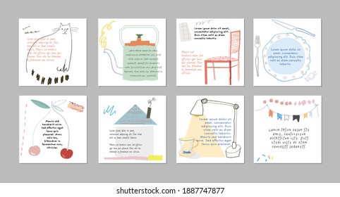 Set of abstract art templates. Suitable for social media posts, mobile apps, banners design. Vector backgrounds