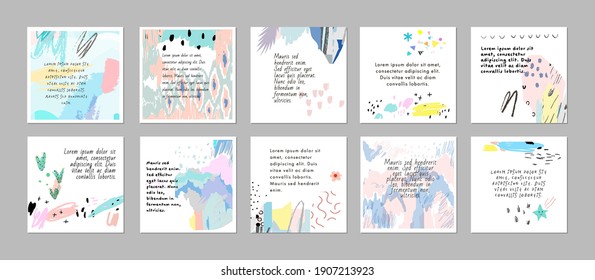 Set of abstract art templates. Suitable for social media posts, mobile apps, banners design. Vector backgrounds