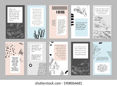 Set of abstract art templates. Suitable for social media posts, mobile apps, banners design. Vector backgrounds