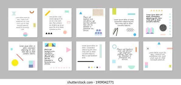Set of abstract art templates. Suitable for social media posts, mobile apps, banners design. Vector backgrounds