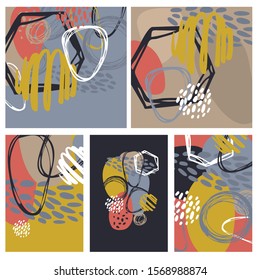 Set of abstract artistic creative universal cards. Design for prints,flyers,banners,cards. Vector  illustration