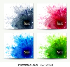 set of abstract artistic element forming by blots 