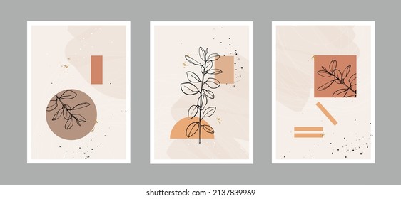 Set abstract arts background creative minimalist with different shapes for wall decoration. painting for postcard, wall decor, print, card, wallpaper, background. vector design