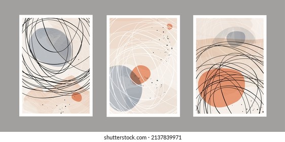 Establece un fondo artístico abstracto creativo minimalista con diferentes formas para la decoración de las paredes. pintura para postal, decoración de pared, impresión, tarjeta, papel pintado, fondo. diseño vectorial
