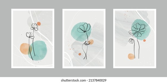 Set abstract arts background creative minimalist with different shapes for wall decoration. painting for postcard, wall decor, print, card, wallpaper, background. vector design