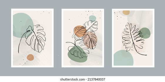 Set abstract arts background creative minimalist with different shapes for wall decoration. painting for postcard, wall decor, print, card, wallpaper, background. vector design