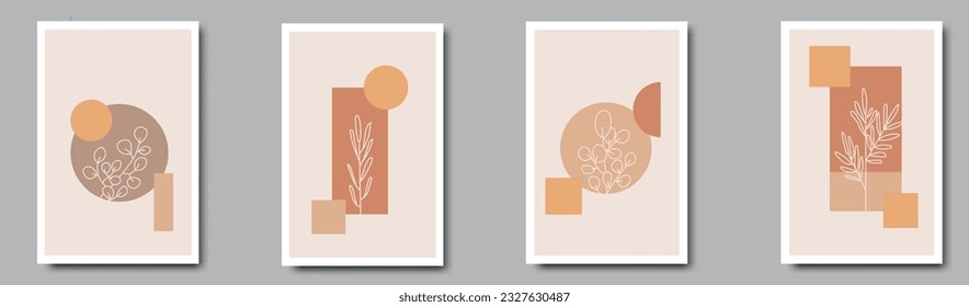 Set abstract arts background creative minimalist with different shapes for wall decoration.
