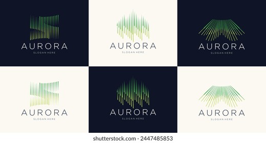 set of abstract aurora logo design inspiration. Aurora sunburst modern perfect for branding company.