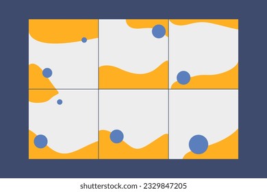 Set of Abstract Autumn Background for Instagram, Social Media Post, Sale, Banner, Microblog, Carousel Template, Card. Autumnal Background with Leaves and Abstract Shape.