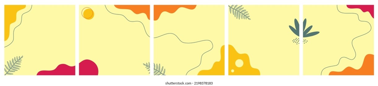 Set of Abstract Autumn Background for Social Media Post Template, Banner, Flyer, Microblog, Carousel, Card.