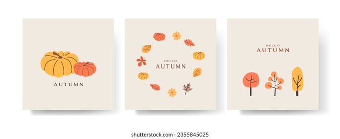 Set of abstract autumn backgrounds advertising, web, social media.