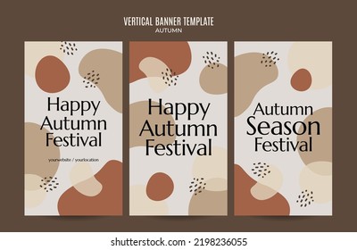 Set of abstract autumn backgrounds for social media stories or web banner. Use for event invitation, discount voucher, advertising.