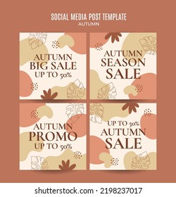 Set of abstract autumn backgrounds for social media stories or web banner. Use for event invitation, discount voucher, advertising.