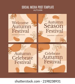 Set of abstract autumn backgrounds for social media stories or web banner. Use for event invitation, discount voucher, advertising.
