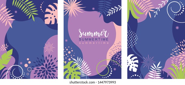 Set of abstract background banners designs, summer sale, summer festival, vector illustration , collection of vertical banners
