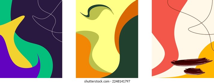Set of abstract background with beautiful abstraction color, purple yellow cream bright background.vertical banner