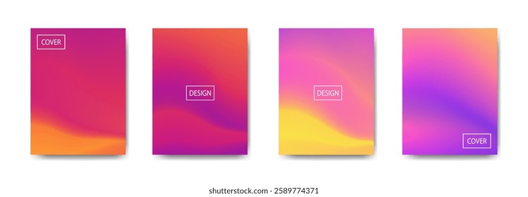 set of abstract background with beautiful gradation color, colorful background for poster flyer banner backdrop.vertical banner.cool fluid background vector illustration