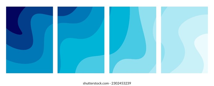 Set of abstract background with beautiful sea wavy blue color. Vector illustration