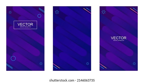 Establecer fondo abstracto con línea bight para los carteles. Fondo Vector azul oscuro y violeta con línea redonda. fondo de plantilla de diseño abstracto vertical.