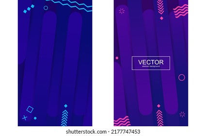 Set Abstract background with bight line for banners. Dark blue and violet Vector background with round line. vertical abstract design template backdrop.