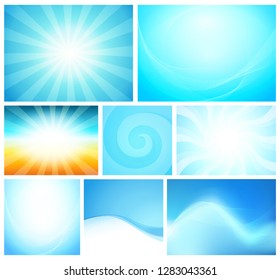 Set of Abstract Background blue color. Shiny vector illustrations with modern style different style for cards, flayers and wallpapers.