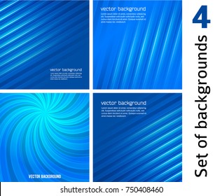Set Abstract background blue light lines. Vector illustration EPS 10. Can use for business card, leaflet layout, web design, banner template, cover magazine page, advertising brochure design elements