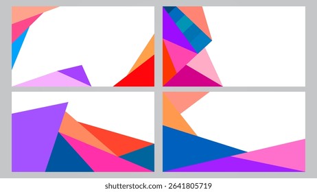 SET ABSTRACT BACKGROUND BLUE PINK PURPLE ORANGE FLAT SMOOTH LIQUID COLORFUL DESIGN WITH TRIANGLE GEOMETRIC SHAPES VECTOR TEMPLATE GOOD FOR MODERN WEBSITE, WALLPAPER, COVER DESIGN 