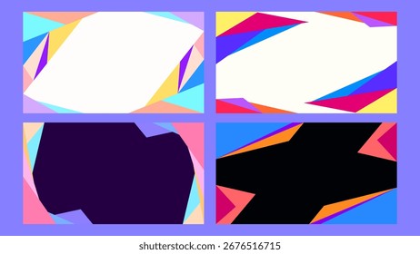 SET ABSTRACT BACKGROUND BLUE PINK PURPLE ORANGE FLAT SMOOTH LIQUID COLORFUL DESIGN WITH TRIANGLE GEOMETRIC SHAPES VECTOR TEMPLATE GOOD FOR MODERN WEBSITE, WALLPAPER, COVER DESIGN 