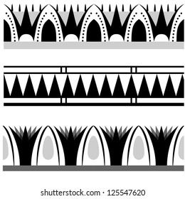 set of abstract background. border. retro ornament. black white