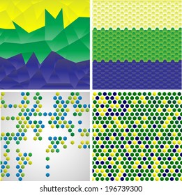 Set of abstract background in Brazil flag colors 