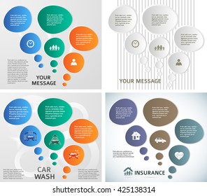 Set abstract background bubbles corporate concepts with template infographics. Vector illustration EPS 10 for business workflow layout, web banner template, page magazine, brochure design elements