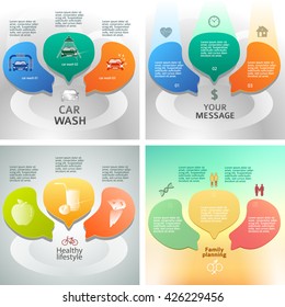 Set abstract background bubbles corporate concepts with template infographics. Vector illustration EPS 10 for business workflow layout, web banner template, page magazine, brochure design elements