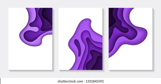 Set of abstract background color 3d paper art illustration. Contrast colors. Abstract vector gradient elements for logo, banner, post