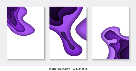 Set of abstract background color 3d paper art illustration. Contrast colors. Abstract vector gradient elements for logo, banner, post