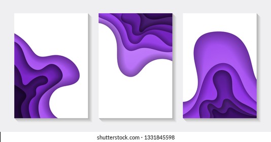 Set of abstract background color 3d paper art illustration. Contrast colors. Abstract vector gradient elements for logo, banner, post