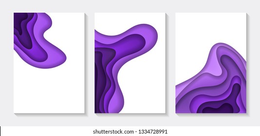 Set of abstract background color 3d paper art illustration. Contrast colors. Abstract vector gradient elements for logo, banner, post