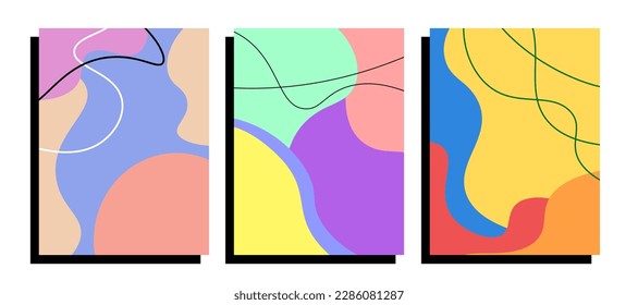Set of abstract background colorful bright colors. Vector illustration vertical banner