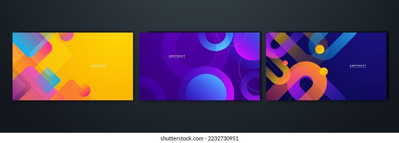 Set of abstract background with colorful geometric shapes