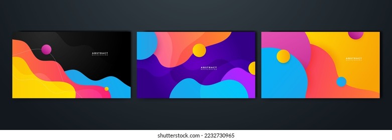 Set of abstract background with colorful geometric shapes