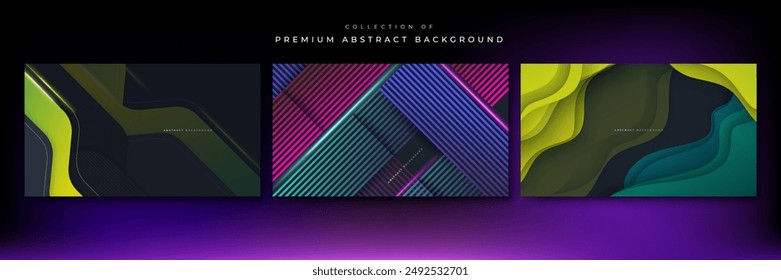 Set of abstract background with colorful geometric shapes. Vector abstract graphic design banner pattern presentation background wallpaper web template.