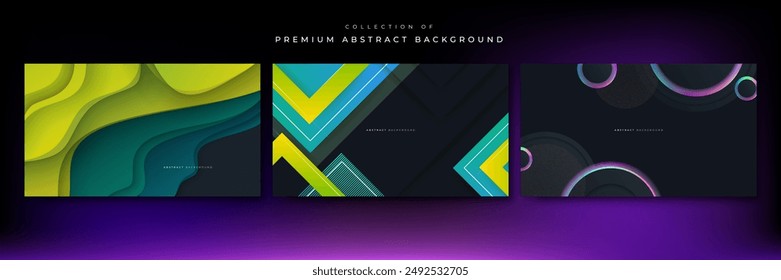 Set of abstract background with colorful geometric shapes. Vector abstract graphic design banner pattern presentation background wallpaper web template.