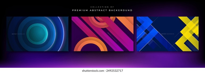 Set of abstract background with colorful geometric shapes. Vector abstract graphic design banner pattern presentation background wallpaper web template.