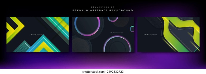 Set von abstrakten Hintergrund mit bunten geometrischen Formen. Vektorgrafik Abstrakte Grafikdesign Banner Muster Präsentation Hintergrund Bildschirmhintergrund Web Vorlage.