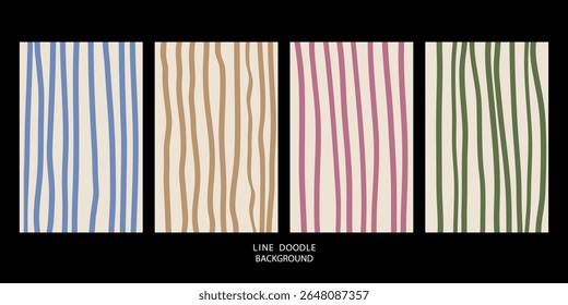 Set of abstract background. Colorful modern objects from vector abstract lines. Doodle lines. Abstract colorful backgrounds for cards, posters, covers, banners, or branding.